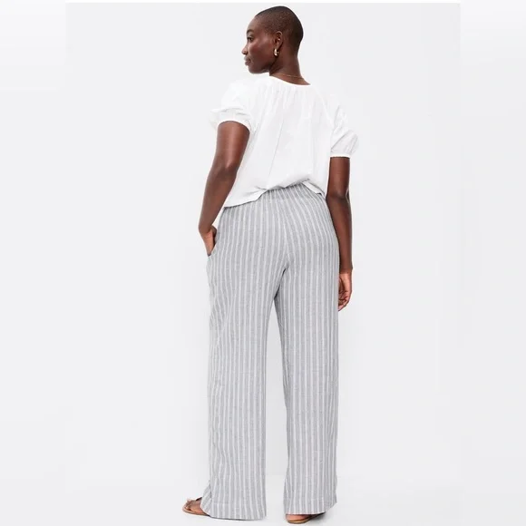 🆕 Old Navy Women's High-Waisted Linen-Blend Wide-Leg Pants - Picture 6 of 16